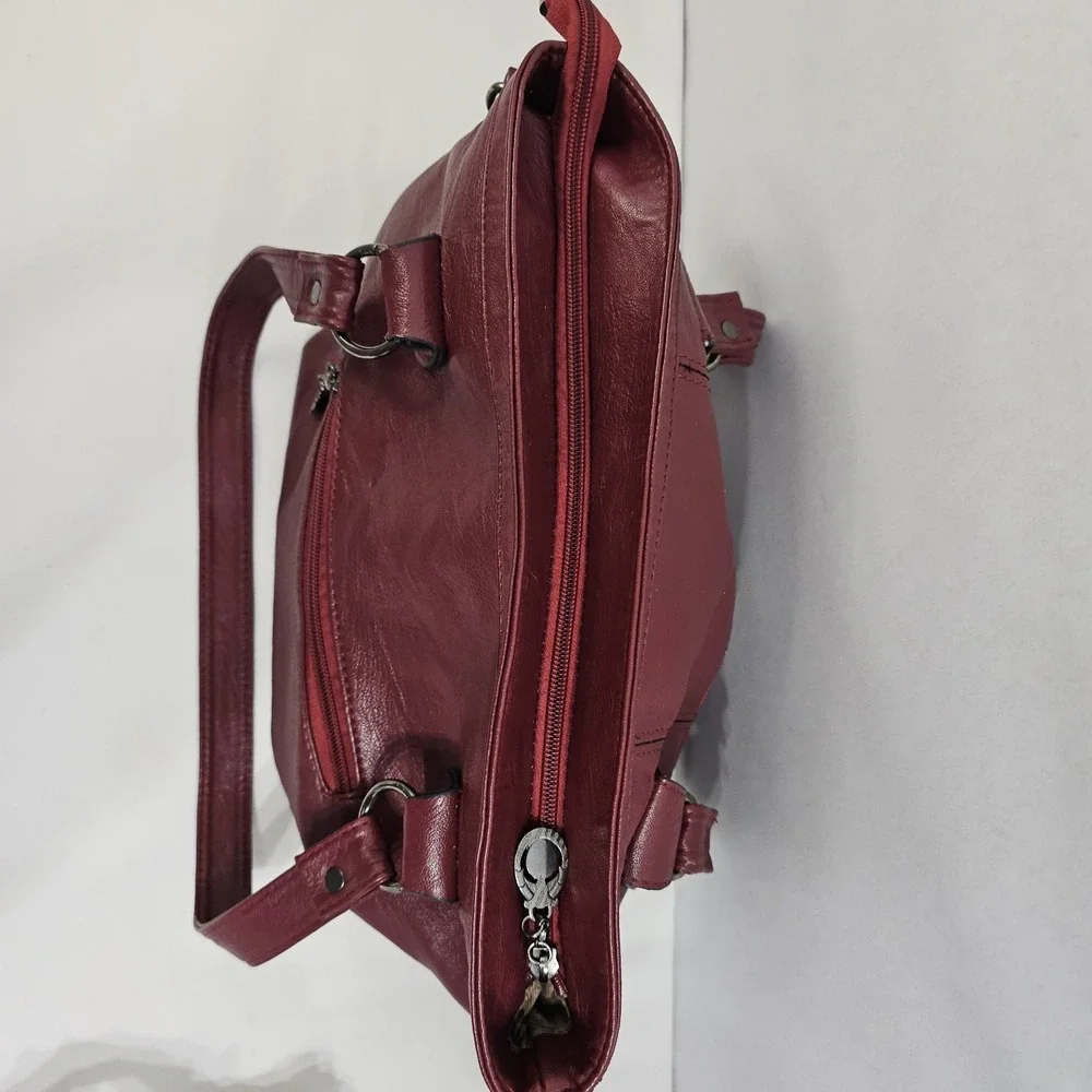 VTG B. Makowsky Genuine Soft Leather Shoulder Burgundy Satchel Handbag EUC